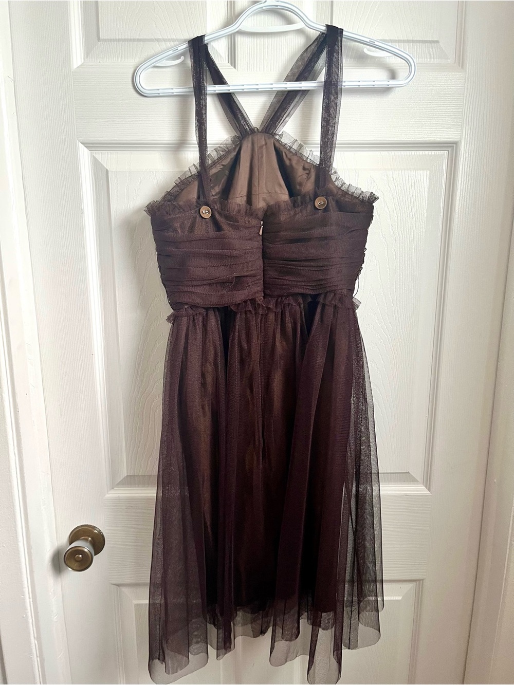 Vintage Vera Wang Maids Dress 10 Medium Whimsigoth Brown Tulle Mini Cocktail - Picture 7 of 10